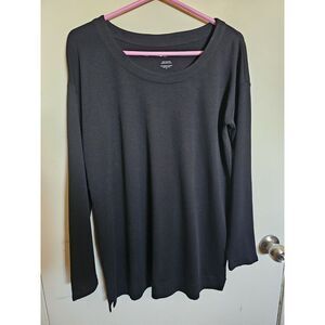 J. Jill Simply‎ Supima Crew-Neck Tunic Top XS Black Long Sleeve Pullover